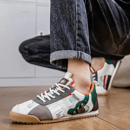 Stylish Colorblock Fashion Sneaker for Women with Lace Up Contrast Panel Chunky Sole Casual Style