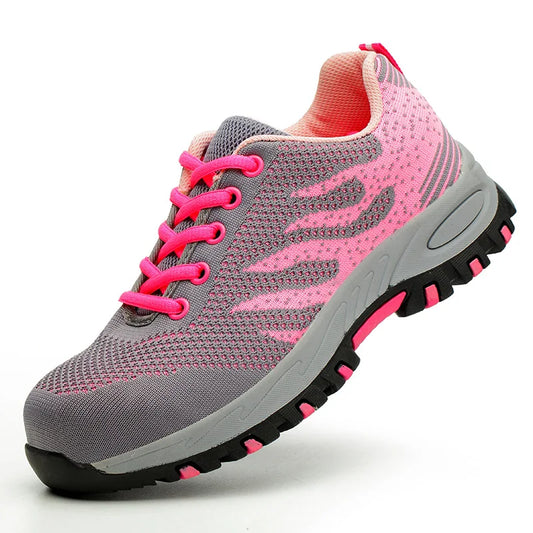 Stylish Knit Fashion Sneaker for Women with Lace Up Lug Sole Cushioned Trail Style