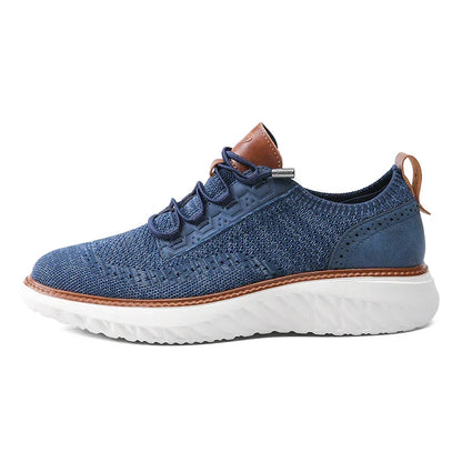 Comfortable Knit Fashion Sneaker for Women with Lace Up Leather Trim Chunky Sole Casual Style