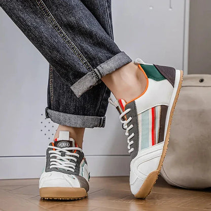 Stylish Colorblock Fashion Sneaker for Women with Lace Up Contrast Panel Chunky Sole Casual Style