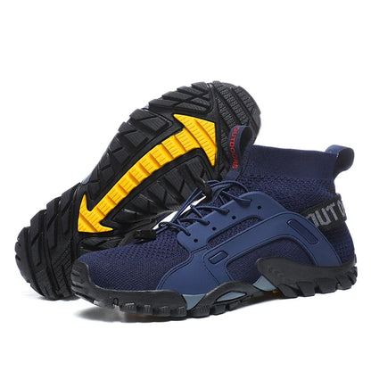 Comfortable Mesh Hiking Sneaker for Women with Lace Up Sock Collar Lug Sole Outdoor Style