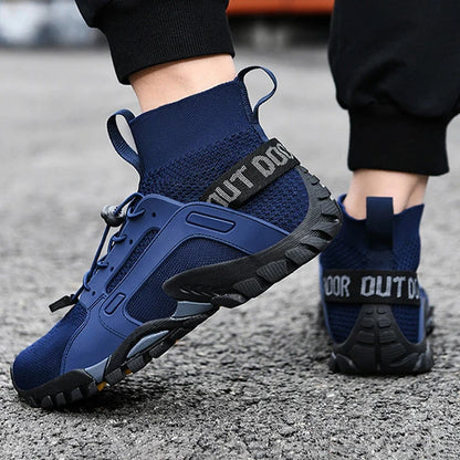 Comfortable Mesh Hiking Sneaker for Women with Lace Up Sock Collar Lug Sole Outdoor Style