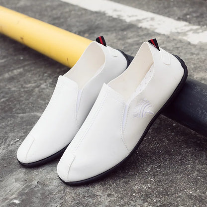 Stylish Faux Leather Slip On Loafer for Women with Round Toe Elastic Panel Rubber Sole Casual Style