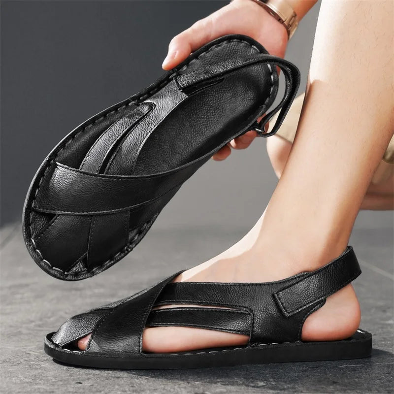 Comfortable Leather Fisherman Sandal for Women with Crisscross Strap Closed Toe Adjustable Style