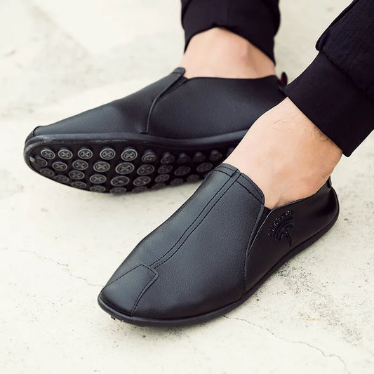 Stylish Faux Leather Slip On Loafer for Women with Round Toe Elastic Panel Rubber Sole Casual Style