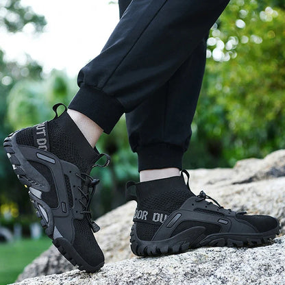 Comfortable Mesh Hiking Sneaker for Women with Lace Up Sock Collar Lug Sole Outdoor Style