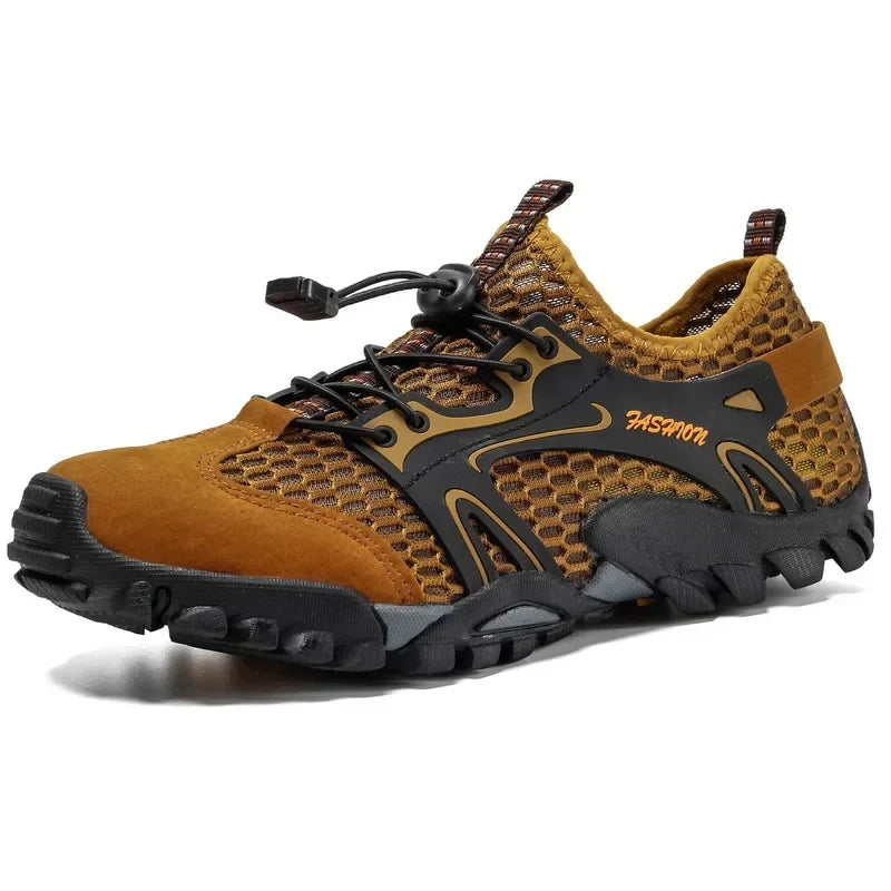 Effortless Mesh Trail Sneaker for Women with Lace Up Chunky Lugged Outsole Sporty Style