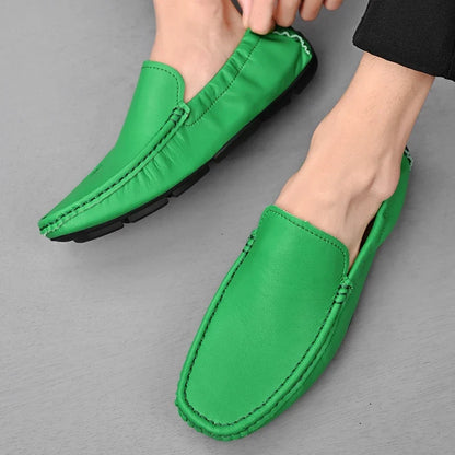 Comfortable Leather Driving Loafer for Women with Moc Toe Slip On Flexible Sole Casual Style