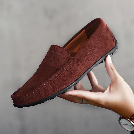 Stylish Suede Penny Loafer for Women with Moc Toe Slip On Rubber Sole Casual Style