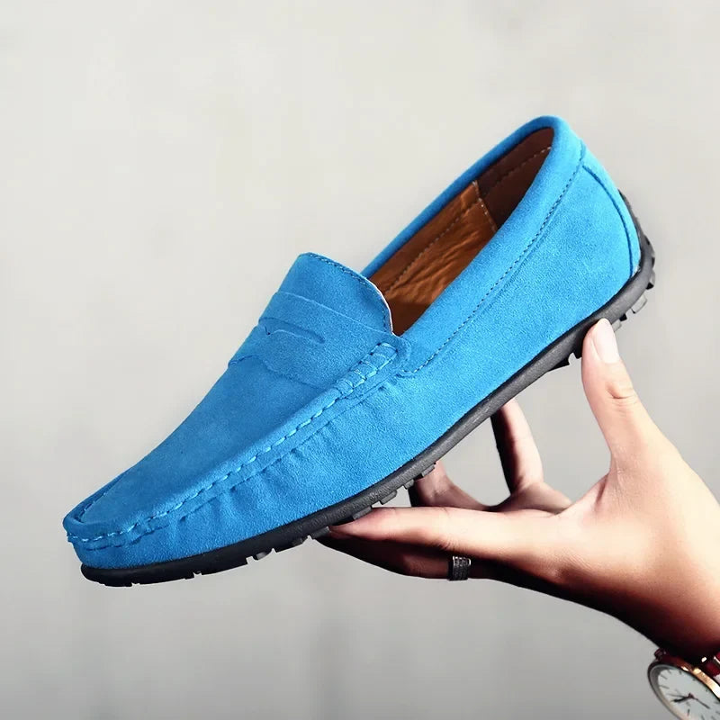 Stylish Suede Penny Loafer for Women with Moc Toe Slip On Rubber Sole Casual Style