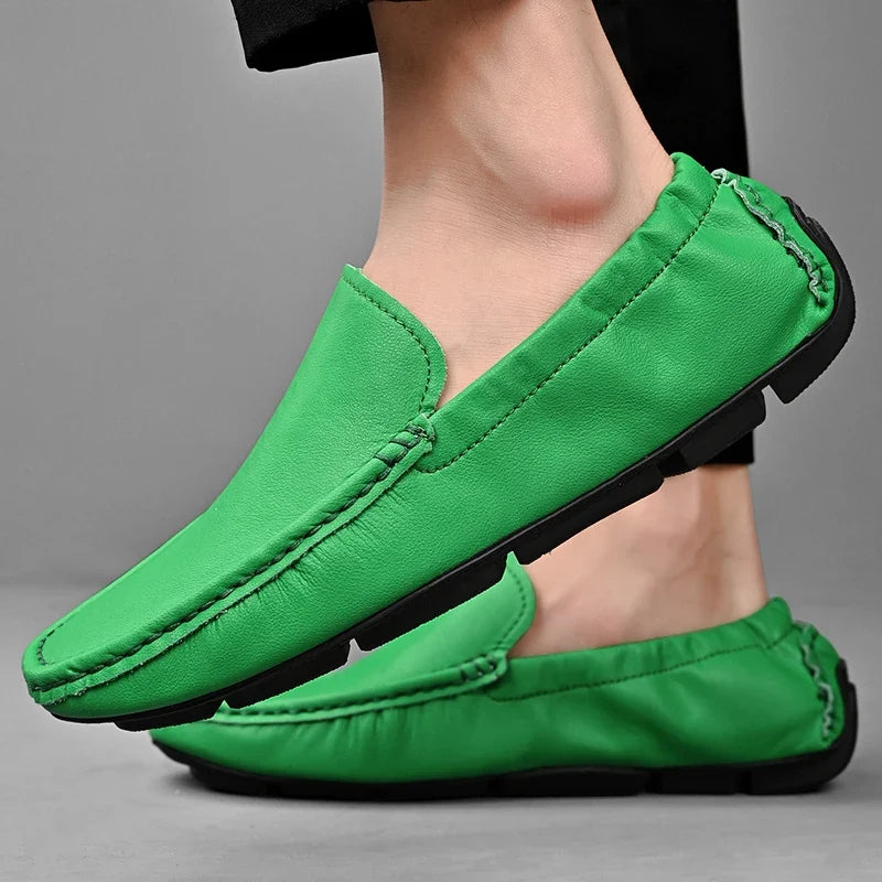 Comfortable Leather Driving Loafer for Women with Moc Toe Slip On Flexible Sole Casual Style