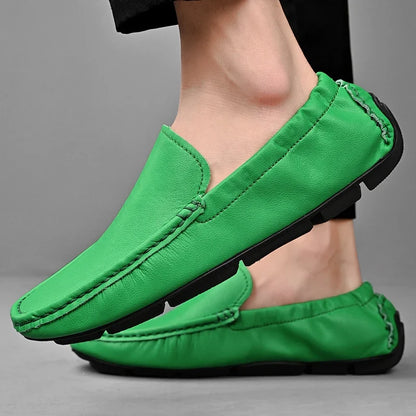 Comfortable Leather Driving Loafer for Women with Moc Toe Slip On Flexible Sole Casual Style