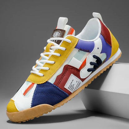 Stylish Colorblock Fashion Sneaker for Women with Lace Up Contrast Panel Chunky Sole Casual Style