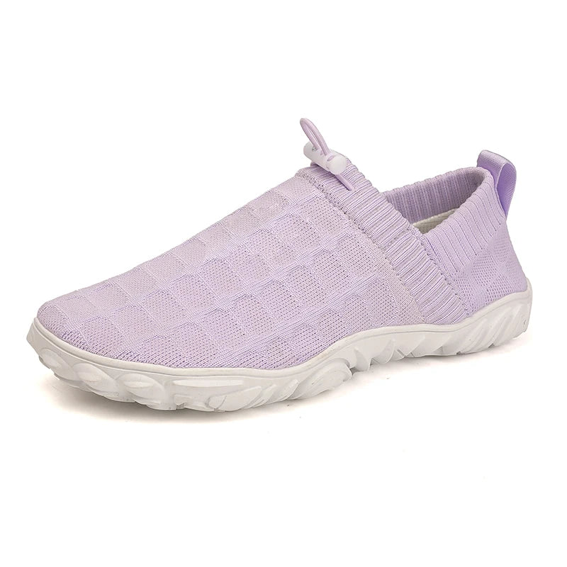 Comfortable Knit Slip On Sneaker for Women with Drawstring Closure Chunky Textured Sole Casual Style