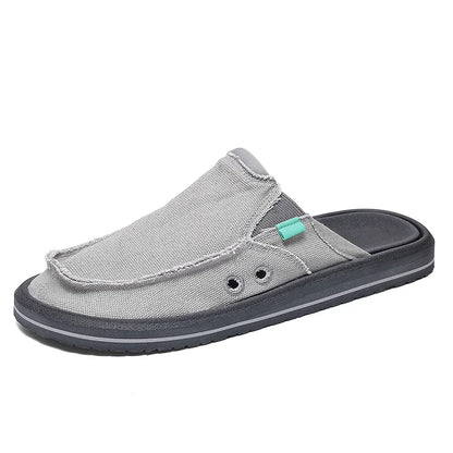 Effortless Canvas Mule for Women with Round Toe Backless Slip-On Casual Style