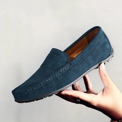 Stylish Suede Penny Loafer for Women with Moc Toe Slip On Rubber Sole Casual Style