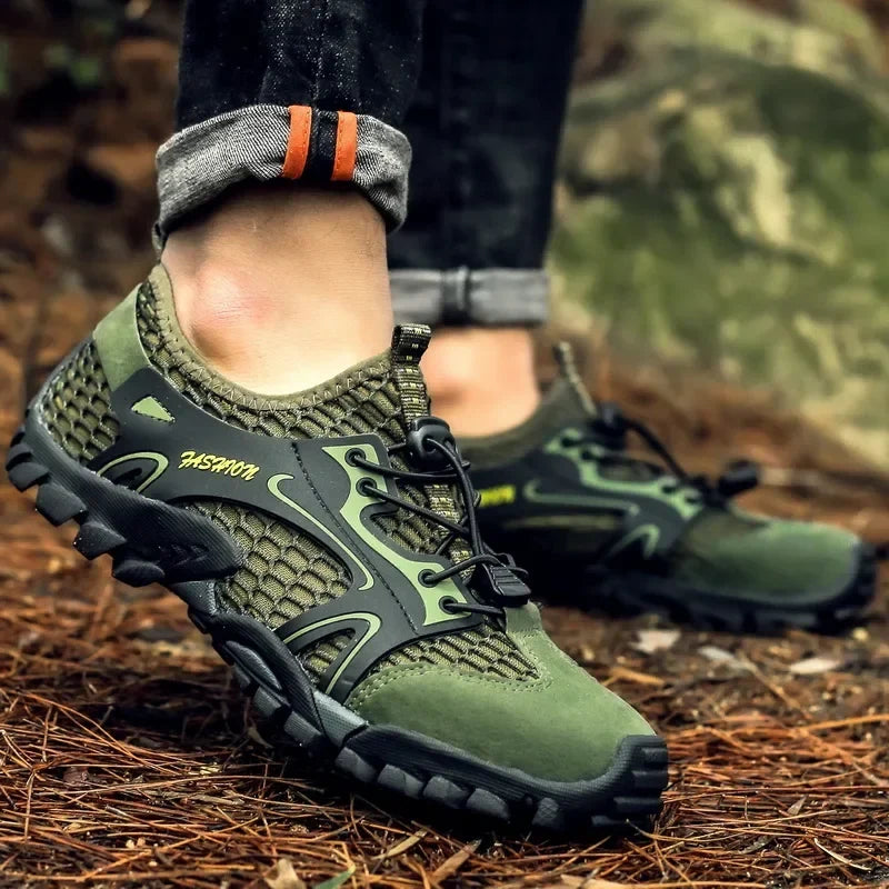 Effortless Mesh Trail Sneaker for Women with Lace Up Chunky Lugged Outsole Sporty Style