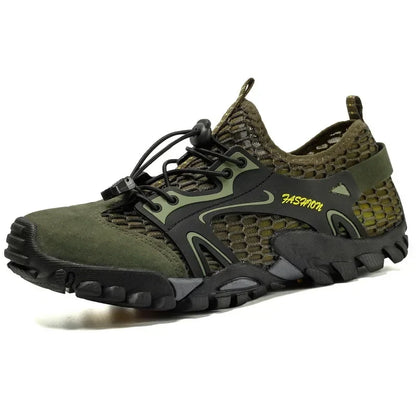 Effortless Mesh Trail Sneaker for Women with Lace Up Chunky Lugged Outsole Sporty Style