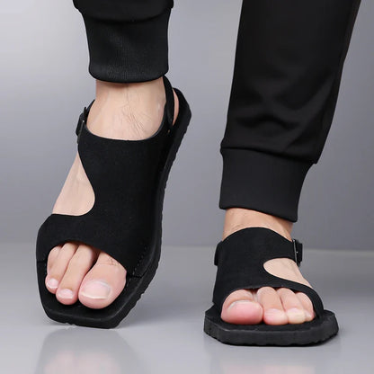 Comfortable Suede Buckle Sandal for Women with Open Toe T Strap Flat Summer Style