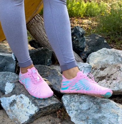 Comfortable Fashion Sneakers for Women with Toe Shaped Sole Elastic Quick Lace Barefoot Style