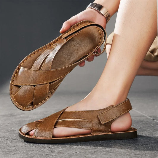 Comfortable Leather Fisherman Sandal for Women with Crisscross Strap Closed Toe Adjustable Style