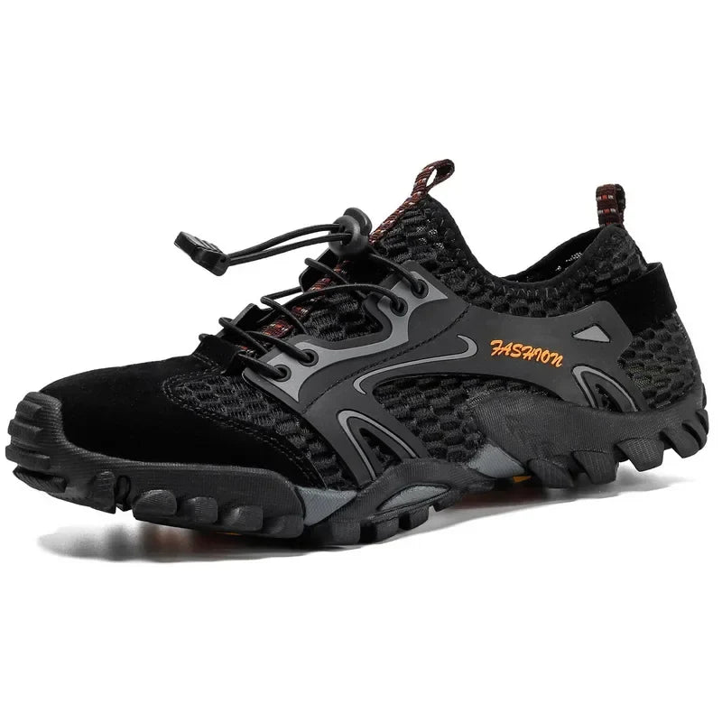 Effortless Mesh Trail Sneaker for Women with Lace Up Chunky Lugged Outsole Sporty Style