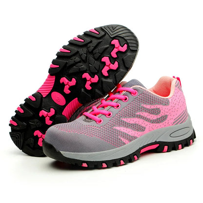 Stylish Knit Fashion Sneaker for Women with Lace Up Lug Sole Cushioned Trail Style