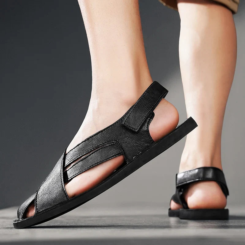 Comfortable Leather Fisherman Sandal for Women with Crisscross Strap Closed Toe Adjustable Style