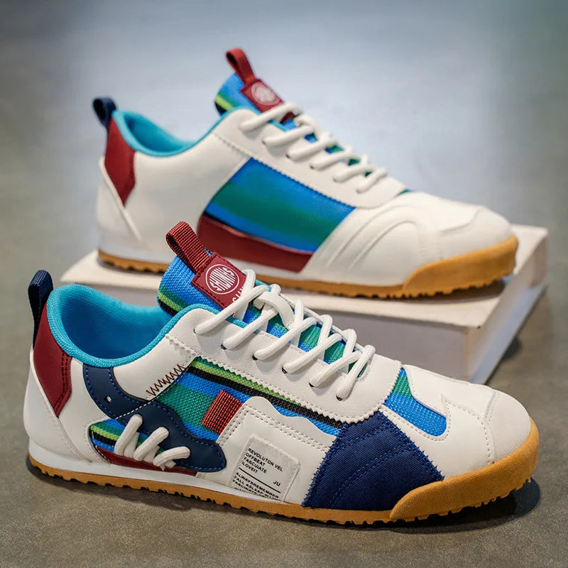 Stylish Colorblock Fashion Sneaker for Women with Lace Up Contrast Panel Chunky Sole Casual Style