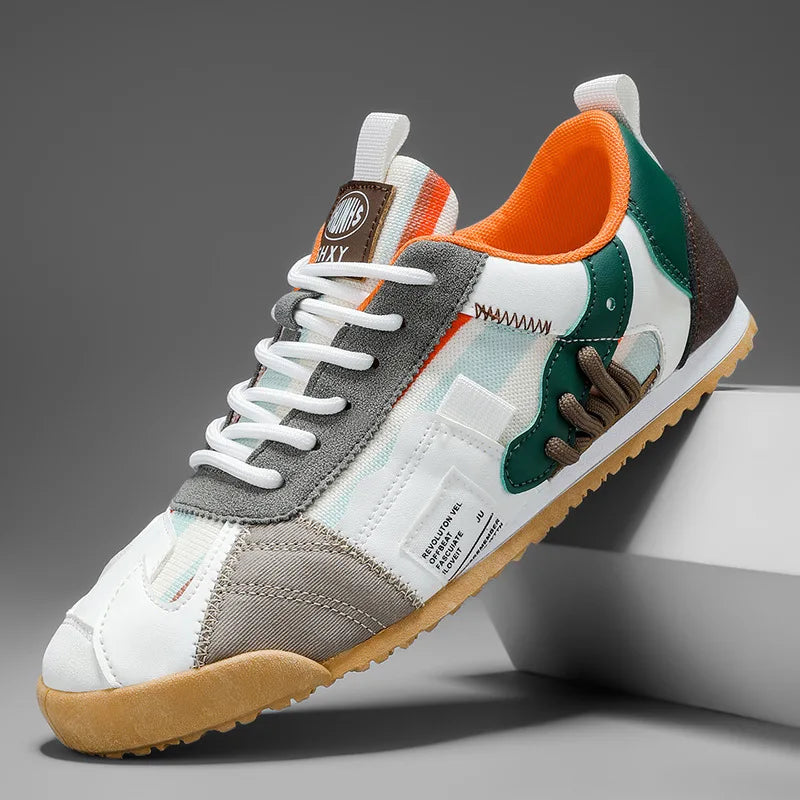 Stylish Colorblock Fashion Sneaker for Women with Lace Up Contrast Panel Chunky Sole Casual Style