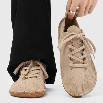 Stylish Leather Lace Up Flat Shoes for Women with Round Toe Hand Stitched Gum Sole Casual Style