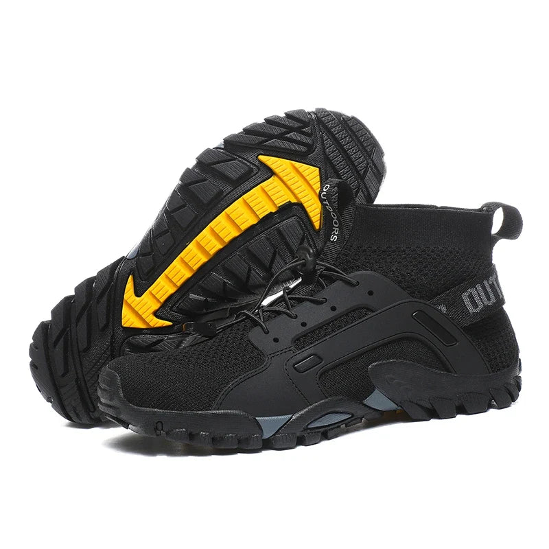 Comfortable Mesh Hiking Sneaker for Women with Lace Up Sock Collar Lug Sole Outdoor Style