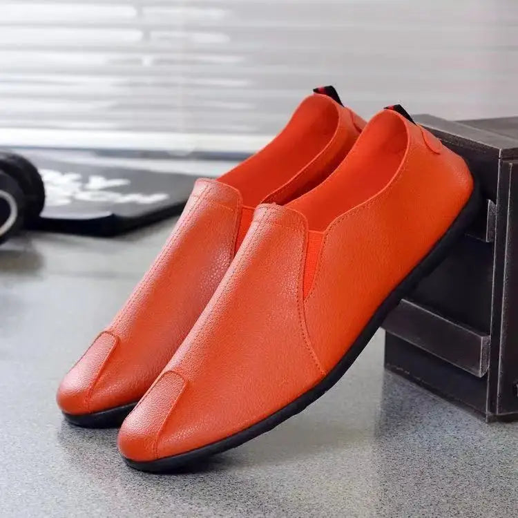 Stylish Faux Leather Slip On Loafer for Women with Round Toe Elastic Panel Rubber Sole Casual Style