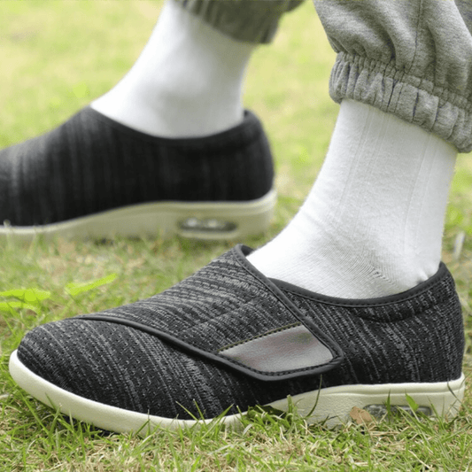 Comfortable Knit Sneaker for Women with Adjustable Strap Wide Fit Air Cushion Sole Casual Style
