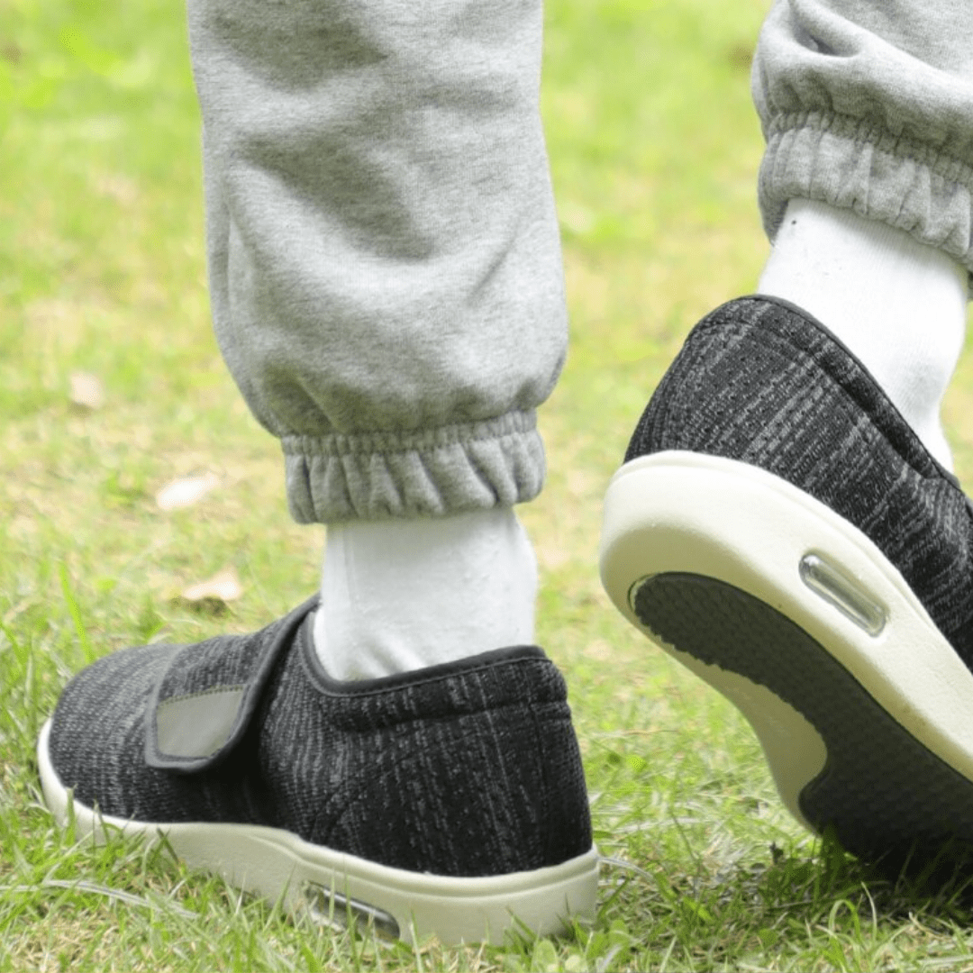 Comfortable Knit Sneaker for Women with Adjustable Strap Wide Fit Air Cushion Sole Casual Style