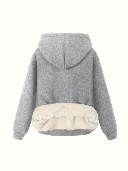 Comfortable Sherpa Lined Hoodie for Women with Hooded Long Sleeve Relaxed Oversized Knit Style