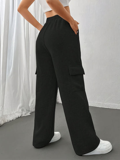 Effortless Cargo Wide Leg Pants for Women with High Waist Drawstring Relaxed Casual Style