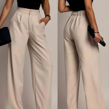 Elegant Wide Leg Trousers for Women with High Waist Pleated Front Tapered Ankle Relaxed Style