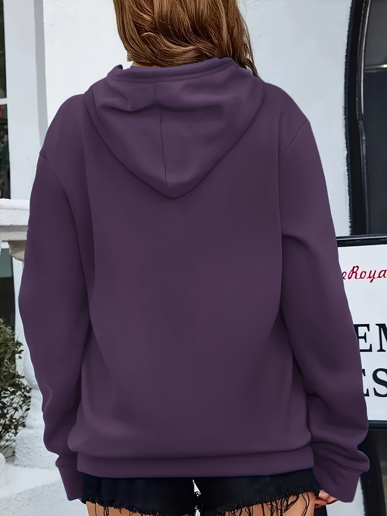 Effortless Heartbeat Print Hoodie for Women with Drawstring Long Sleeve Kangaroo Pocket Relaxed Style