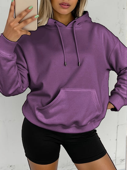 Comfortable Fleece Hoodie for Women with Drawstring Hood Long Sleeve Kangaroo Pocket Relaxed Style