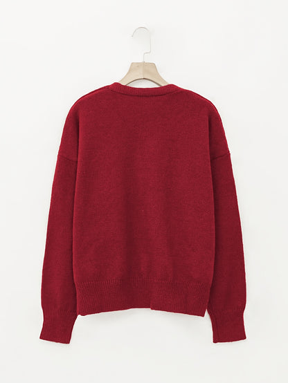 Comfortable Ribbed Knit Cardigan for Women with V Neck Long Sleeve Button Front Relaxed Oversized Style