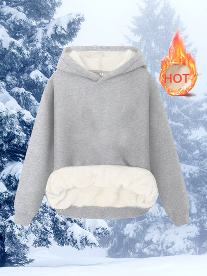 Comfortable Sherpa Lined Hoodie for Women with Hooded Long Sleeve Relaxed Oversized Knit Style