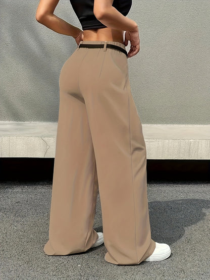 Effortless Wide Leg Pants for Women with High Waist Pleated Belted Relaxed Style
