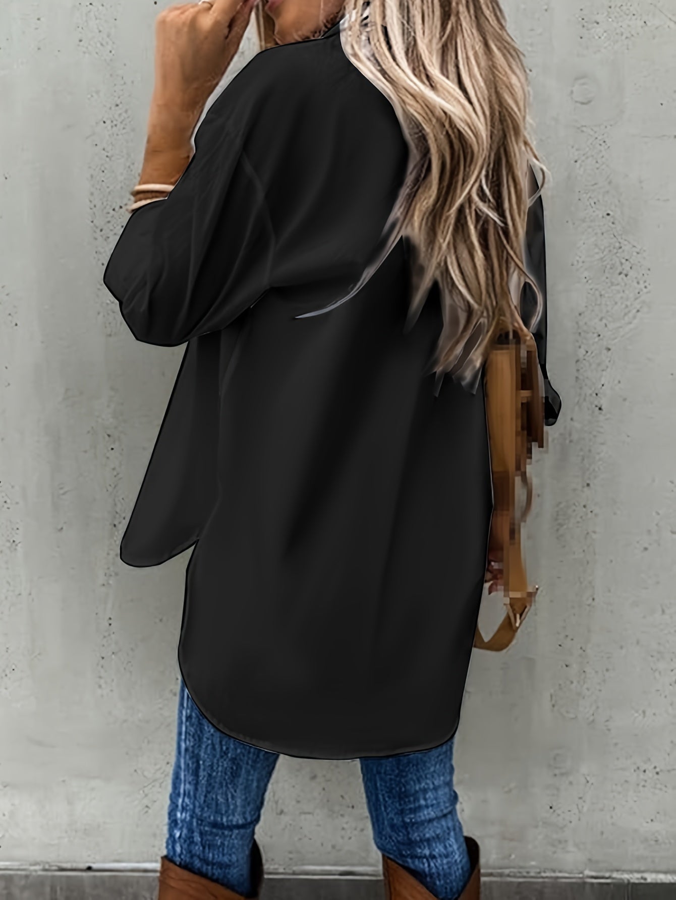Effortless Button Front Blouse for Women with Collar V Neck Long Sleeve Relaxed Style