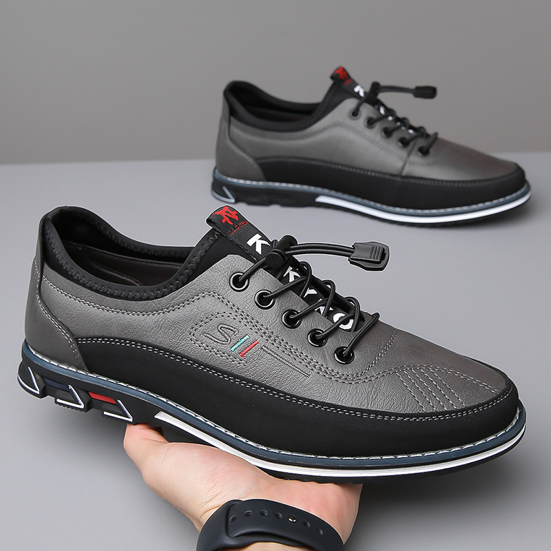 Comfortable Leather Fashion Sneaker for Women with Lace Up Round Toe Contrast Sole Casual Style