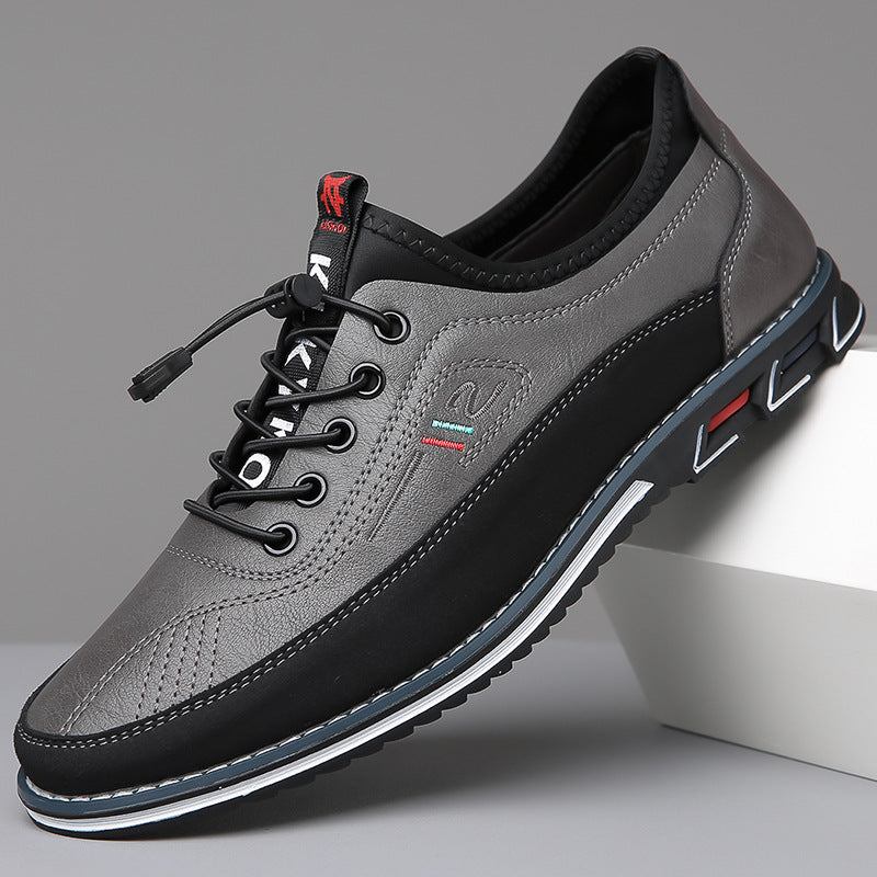 Comfortable Leather Fashion Sneaker for Women with Lace Up Round Toe Contrast Sole Casual Style
