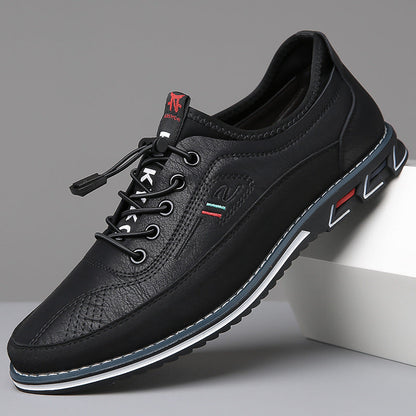 Comfortable Leather Fashion Sneaker for Women with Lace Up Round Toe Contrast Sole Casual Style