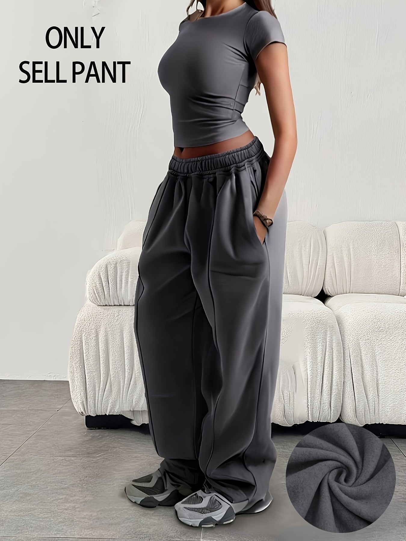 Comfortable Fleece Wide Leg Sweatpants for Women with High Waist Drawstring Relaxed Casual Style
