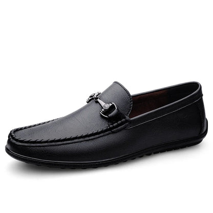 Elegant Leather Loafer for Women with Horsebit Buckle Slip On Moc Toe Casual Style