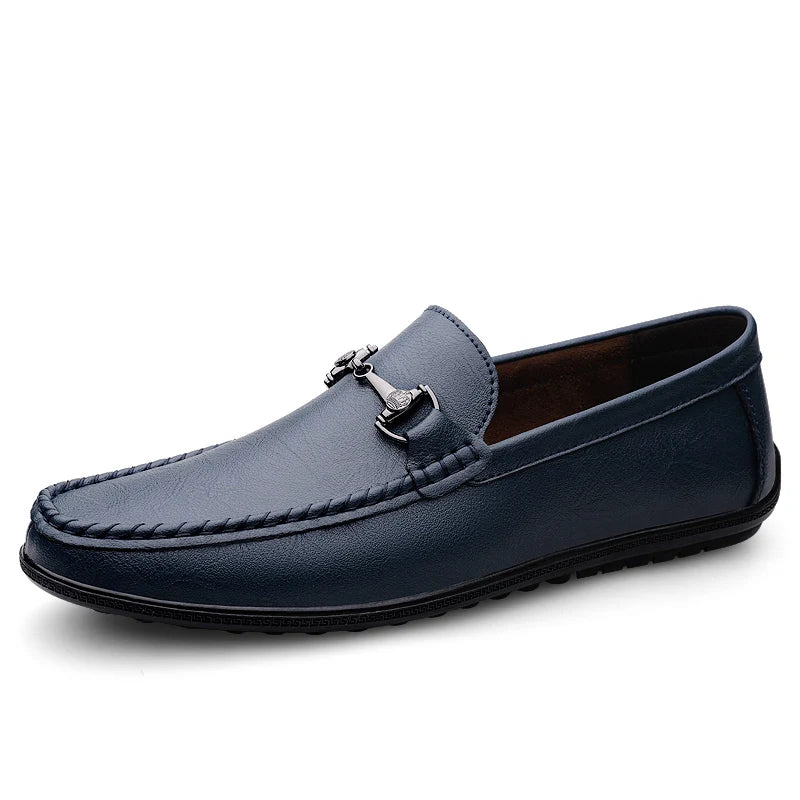 Elegant Leather Loafer for Women with Horsebit Buckle Slip On Moc Toe Casual Style